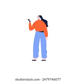 pose of standing person wearing orange clothes model