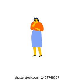 pose of standing person wearing orange clothes person