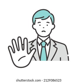 A pose that a young businessman refuses.