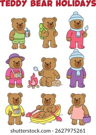 POSE VARIOS CONJUNTOS LINDOS DEL OSO DE PELUCHE