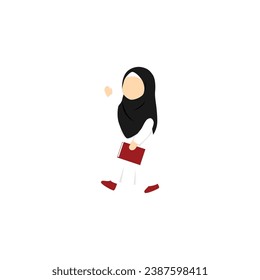 pose of a veiled woman carrying a book