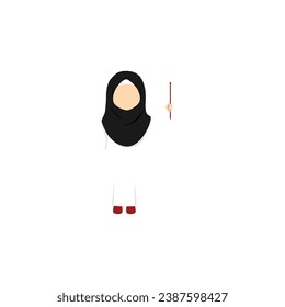 pose of a veiled woman holding a small flag