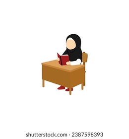 pose of a veiled woman reading