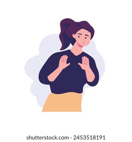 pose of woman rejecting something flat style illustration vector design