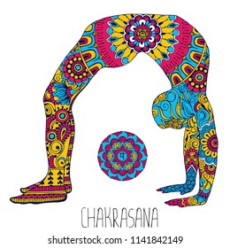 Pose in yoga of chakrasana.