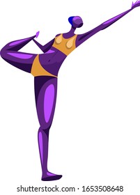 Pose of yoga girl in swimsuit. Modern flat image