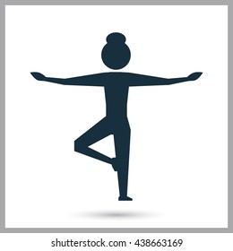 Pose in yoga icon on the background
