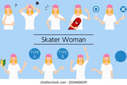 Posed set of female skaters wearing helmets.