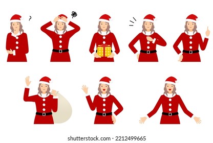 Posed set of people, woman in Santa Claus