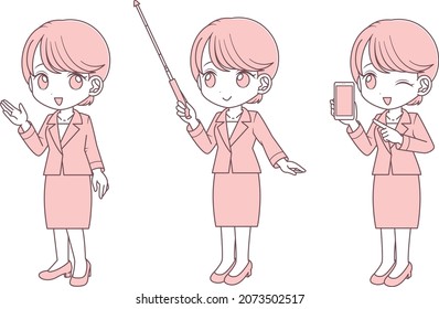 Posed set of a woman in a suit