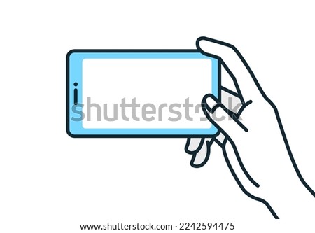 Posed watching a video on a smartphone. Vector illustration.