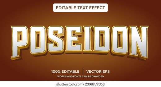 Plantilla de efecto de texto de estilo 3d de Poseidon