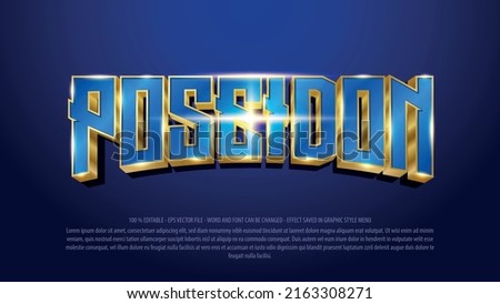 Poseidon 3d style text effect, sea, ocean font effect template