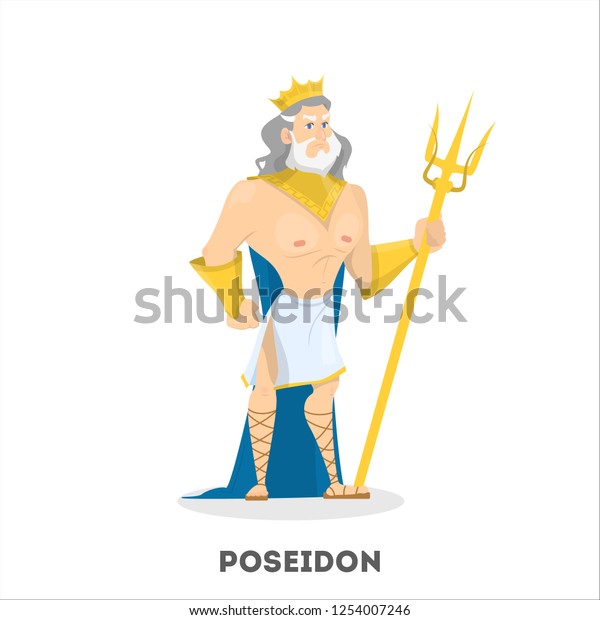 Poseidon ancient greek god character. Sea man from underwater with