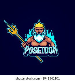 Poseidon e-sport logo design badge