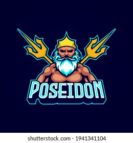 Poseidon e-sport logo design badge