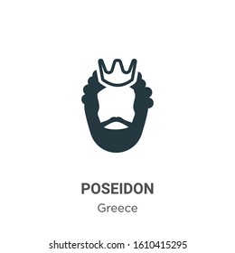Poseidon glyph icon vector on white background. Flat vector poseidon icon symbol sign from modern greece collection for mobile concept and web apps design.