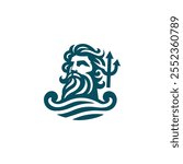 Poseidon god logo for sale.