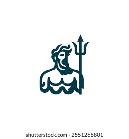 Poseidon god logo for sale.