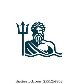 Poseidon god logo for sale.