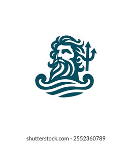 Poseidon god logo for sale.