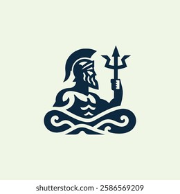 Poseidon god logo for sale.