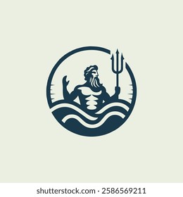 Poseidon god logo for sale.