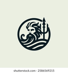 Poseidon god logo for sale.