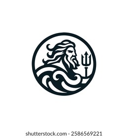 Poseidon god logo for sale.