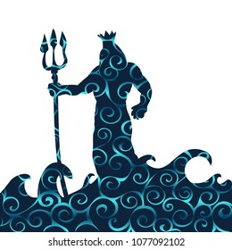 Poseidon god pattern silhouette ancient mythology fantasy