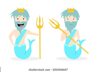 Poseidon, God of the Sea in vector art design