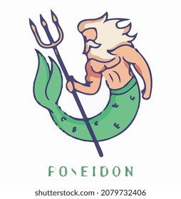  poseidon greek god character vector