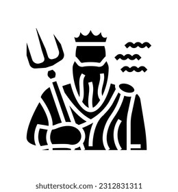 poseidon greek god mythology glyph icon vector. poseidon greek god mythology sign. isolated symbol illustration