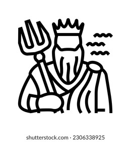 poseidon greek god mythology line icon vector. poseidon greek god mythology sign. isolated contour symbol black illustration