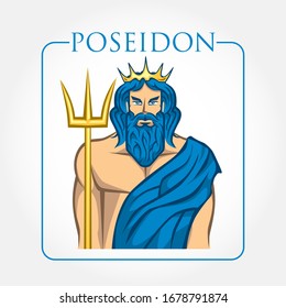 Poseidon the Greek God Vector Illustration