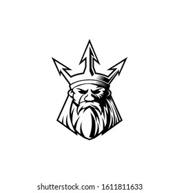Poseidon head icon logo design vector illustration template