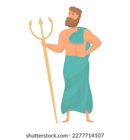 Poseidon icon cartoon vector. Greek god. Ancient ares