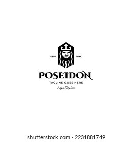 poseidon king logo icon vector template