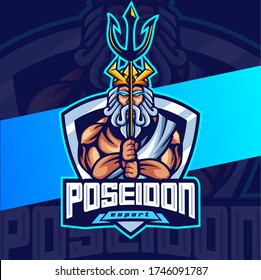 Poseidon King Mascot Esport Logo Design