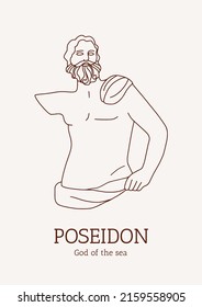 Poseidon Linear Antique Statue Body Trendy Stock Vector (Royalty Free ...