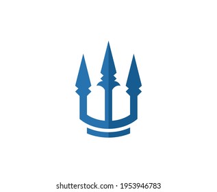 Poseidon logo trident vector icon 