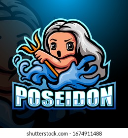 Poseidon mascot esport logo design