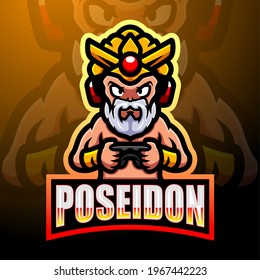 Poseidon mascot esport logo design