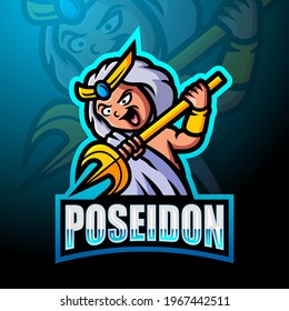 Poseidon mascot esport logo design