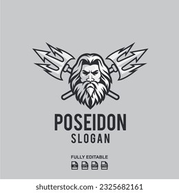 Design-Vorlage für Poseidon-Mascot-Logos