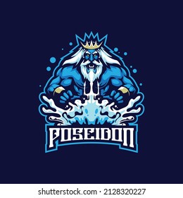 Poseidon mascot logo design vector with concept style for badge, emblem and t shirt printing. Poseidon illustration for sport and esport team.