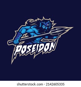 Poseidon mascot logo design vector with modern illustration concept style for badge, emblem and t shirt printing. Poseidon illustration for sport and esport team.