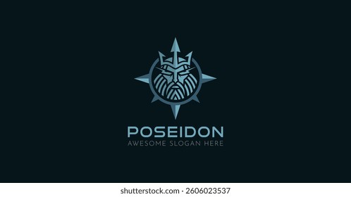 Poseidon Neptune Compass Logo Modern