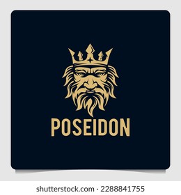 Poseidon-Noppengras-Logo Symbol, Tritont-Dreifach-Kronensymbol, Vektorgrafik-Vorlage