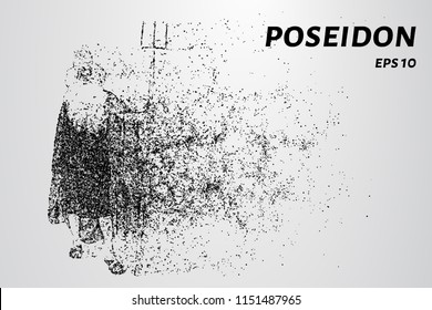 Poseidon of particles. Poseidon is made up of dots and circles